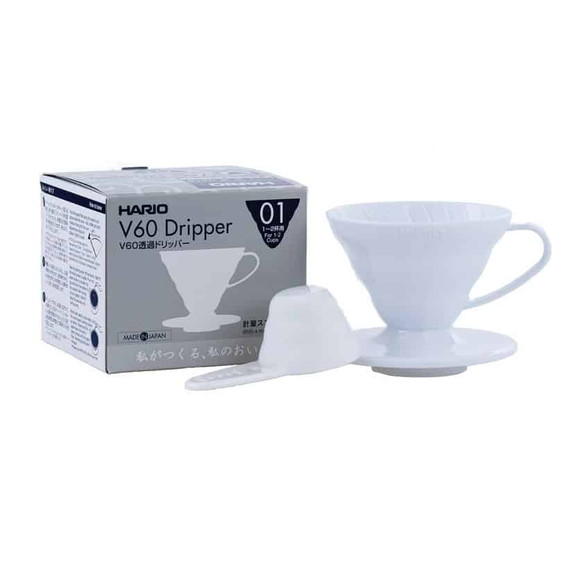 Hario plastový dripper na kávu V60-01 bílý