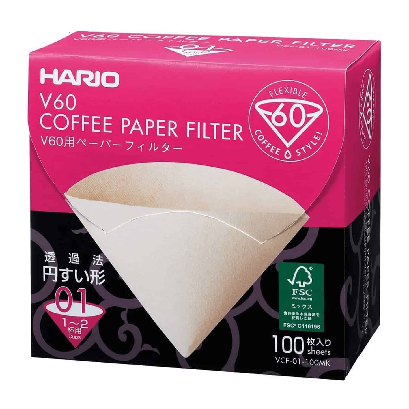 Hario papírové filtry Misarashi Box V60-01 100 ks – nebělené