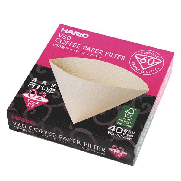Hario papírové filtry Misarashi Box V60-02 40 ks – nebělené
